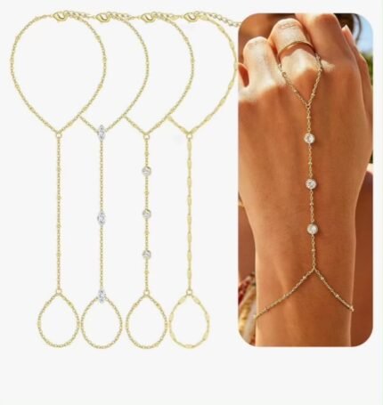 4PCS Gold Hand Chain Bracelets for Women