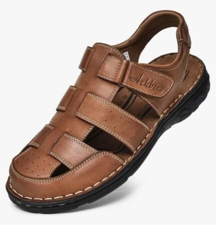 Arkbird Men's Closed Toe Leather Fisherman Sandals